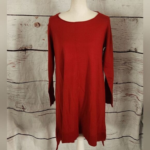 Eileen Fisher Merino Wool Ballet Neck Sweater Dress Size Medium - Picture 1 of 6